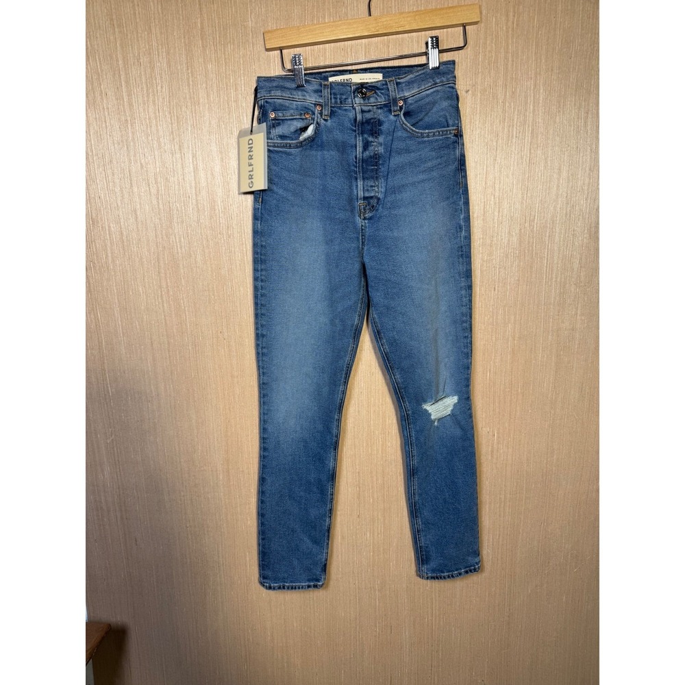 GRLFRND Revolve‎ Piper Super High Rise Stretch Slim Crop Jeans Womens Distressed